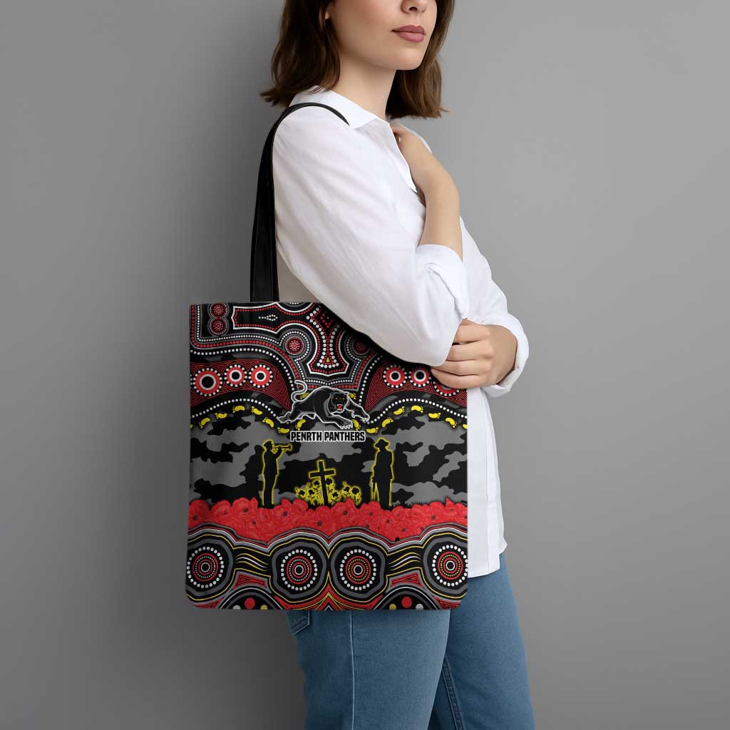 ANZAC Day Penrith Panthers Tote Bag Military Memorial Aboriginal Indigenous Art