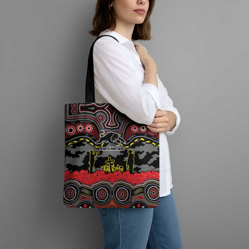 ANZAC Day Penrith Panthers Tote Bag Military Memorial Aboriginal Indigenous Art