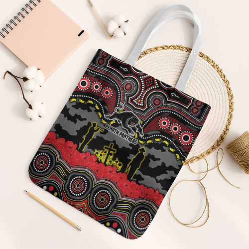 ANZAC Day Penrith Panthers Tote Bag Military Memorial Aboriginal Indigenous Art