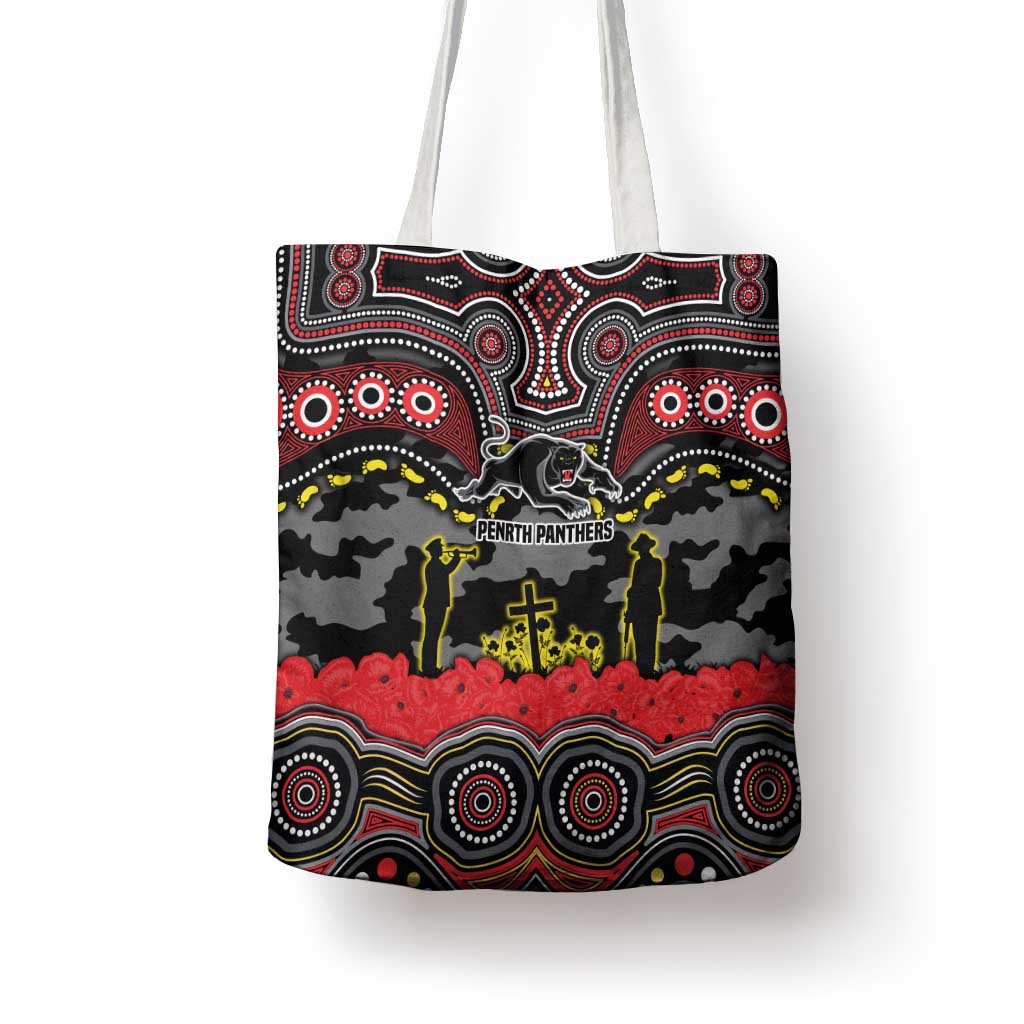 ANZAC Day Penrith Panthers Tote Bag Military Memorial Aboriginal Indigenous Art