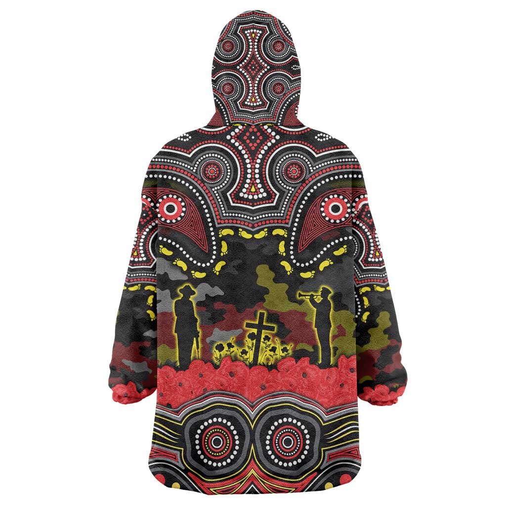 ANZAC Day Penrith Panthers Wearable Blanket Hoodie Military Memorial Aboriginal Indigenous Art
