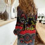 ANZAC Day Penrith Panthers Women Casual Shirt Military Memorial Aboriginal Indigenous Art