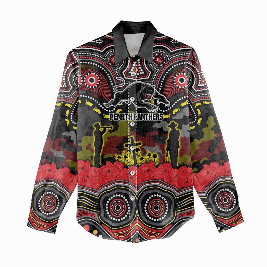 ANZAC Day Penrith Panthers Women Casual Shirt Military Memorial Aboriginal Indigenous Art