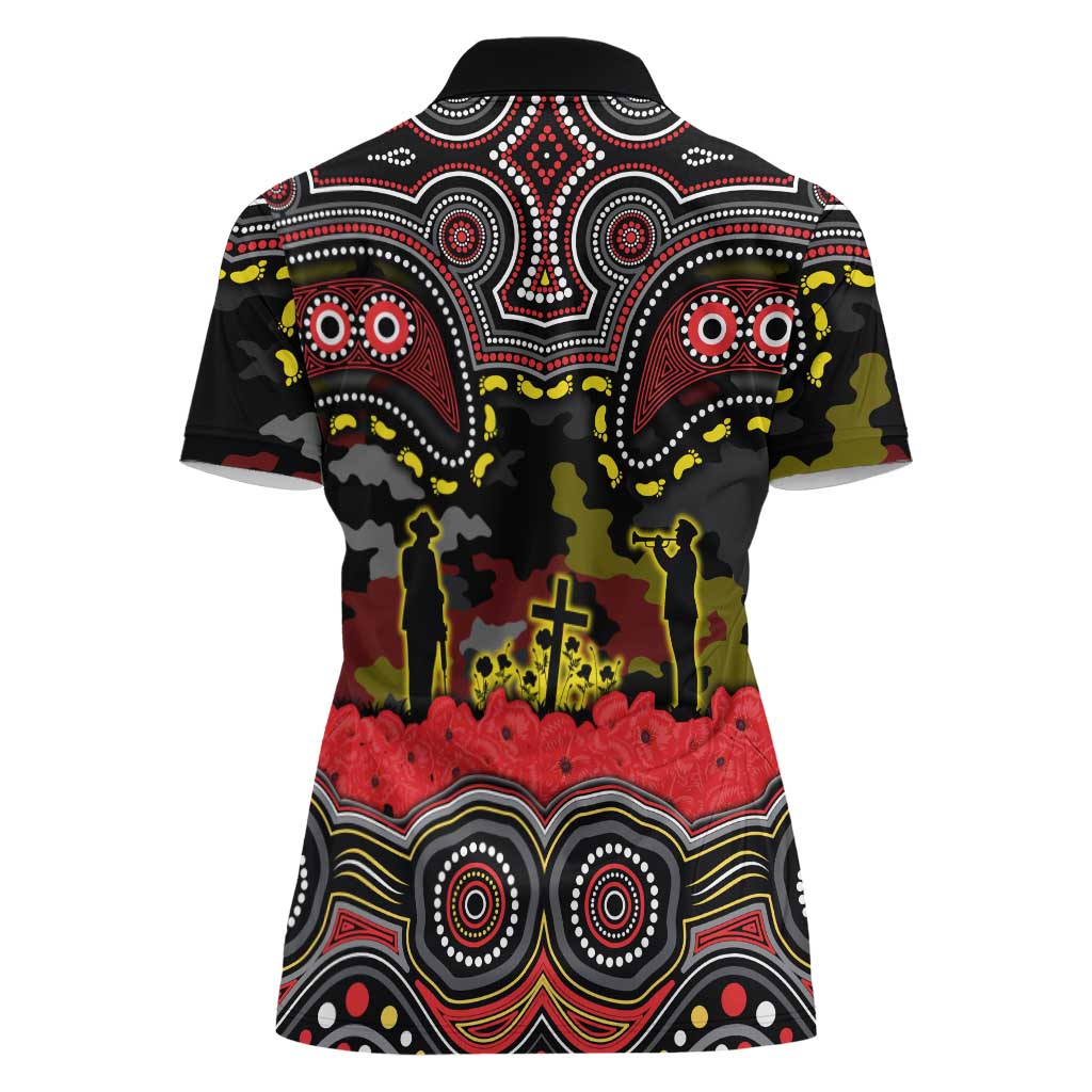ANZAC Day Penrith Panthers Women Polo Shirt Military Memorial Aboriginal Indigenous Art