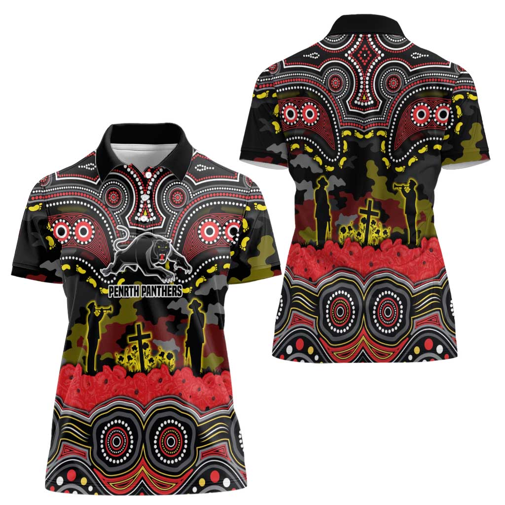ANZAC Day Penrith Panthers Women Polo Shirt Military Memorial Aboriginal Indigenous Art