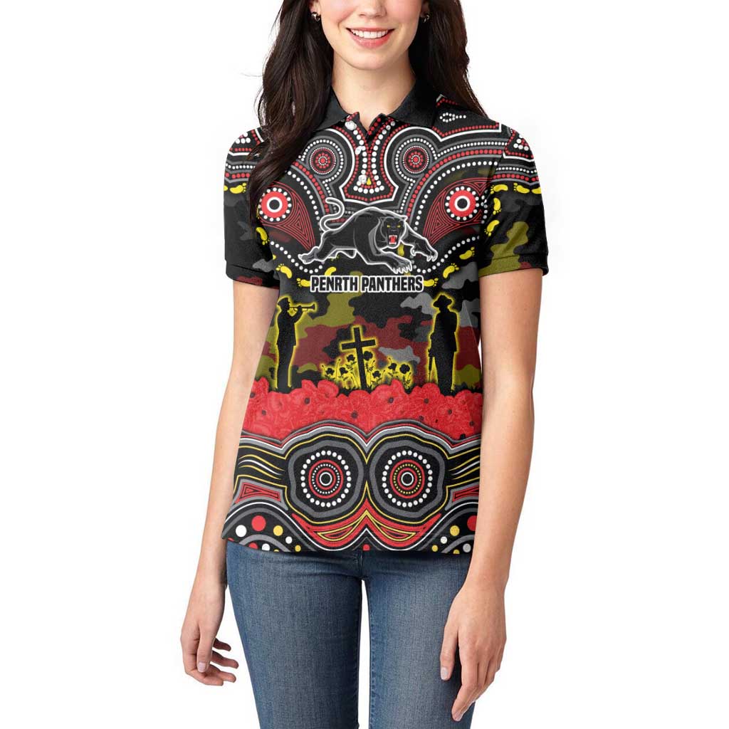ANZAC Day Penrith Panthers Women Polo Shirt Military Memorial Aboriginal Indigenous Art