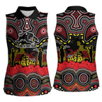 ANZAC Day Penrith Panthers Women Sleeveless Polo Shirt Military Memorial Aboriginal Indigenous Art
