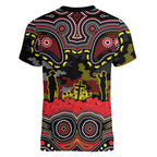 ANZAC Day Penrith Panthers Women V-Neck T-Shirt Military Memorial Aboriginal Indigenous Art