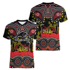 ANZAC Day Penrith Panthers Women V-Neck T-Shirt Military Memorial Aboriginal Indigenous Art