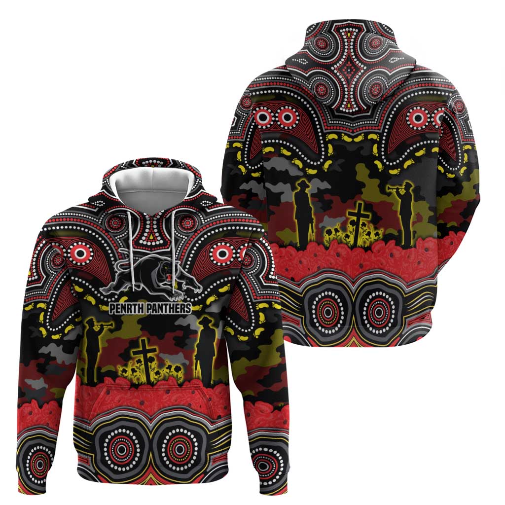 ANZAC Day Penrith Panthers Zip Hoodie Military Memorial Aboriginal Indigenous Art