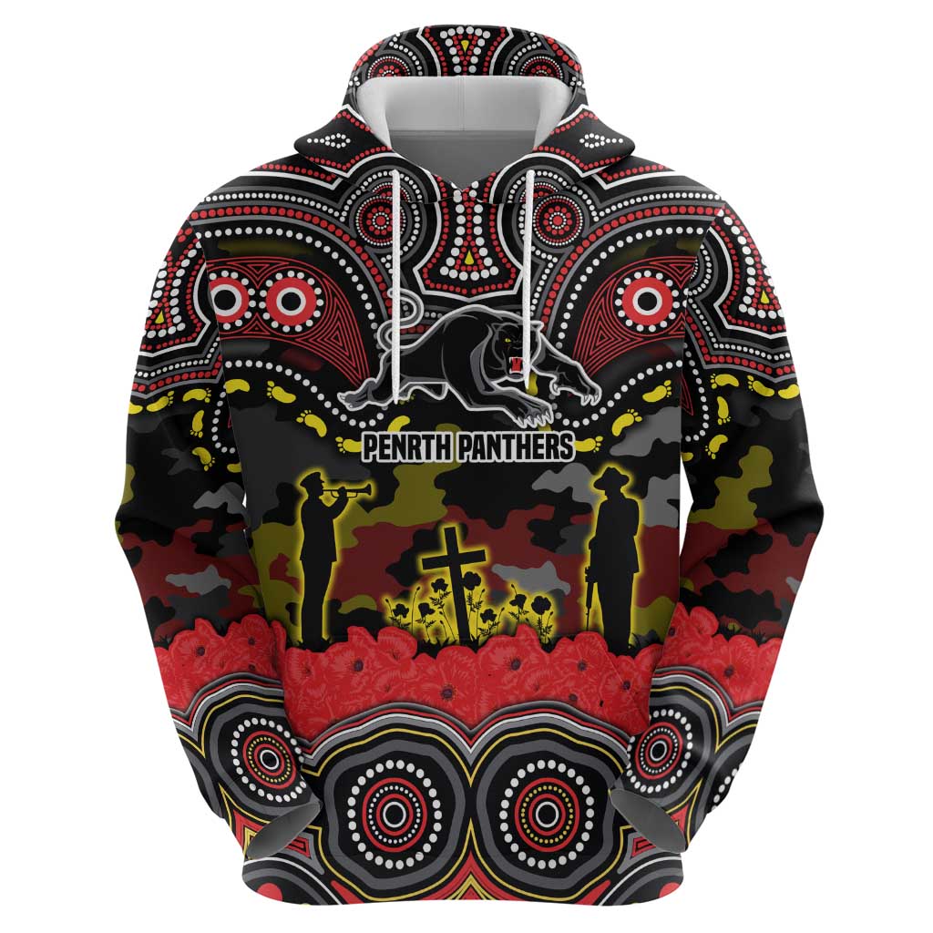 ANZAC Day Penrith Panthers Zip Hoodie Military Memorial Aboriginal Indigenous Art