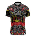 ANZAC Day Penrith Panthers Zipper Polo Shirt Military Memorial Aboriginal Indigenous Art