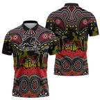 ANZAC Day Penrith Panthers Zipper Polo Shirt Military Memorial Aboriginal Indigenous Art