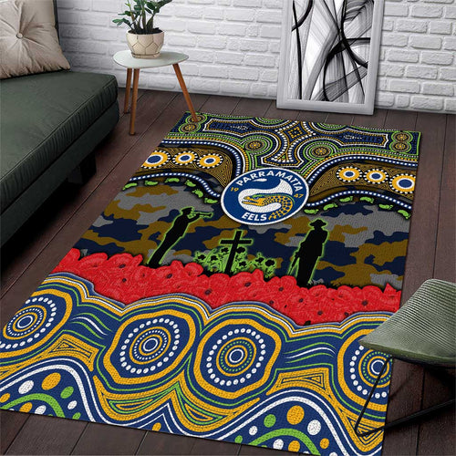 ANZAC Day Parramatta Eels Area Rug Military Memorial Aboriginal Indigenous Art