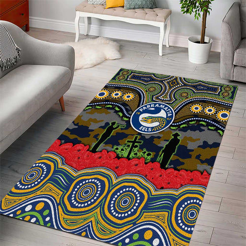 ANZAC Day Parramatta Eels Area Rug Military Memorial Aboriginal Indigenous Art