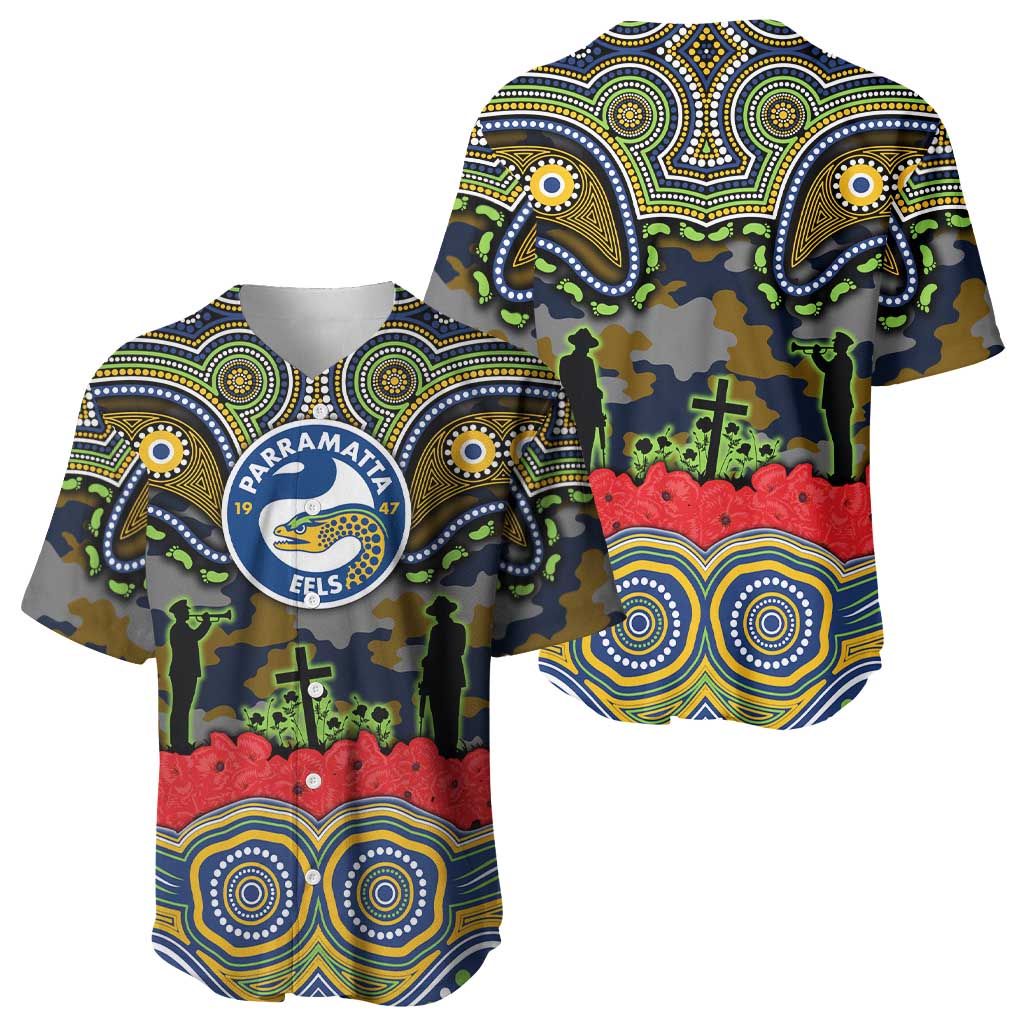ANZAC Day Parramatta Eels Baseball Jersey Military Memorial Aboriginal Indigenous Art