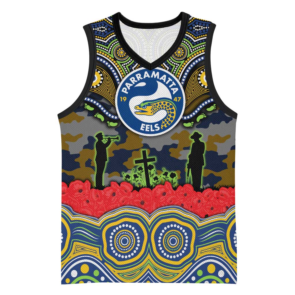 ANZAC Day Parramatta Eels Basketball Jersey Military Memorial Aboriginal Indigenous Art