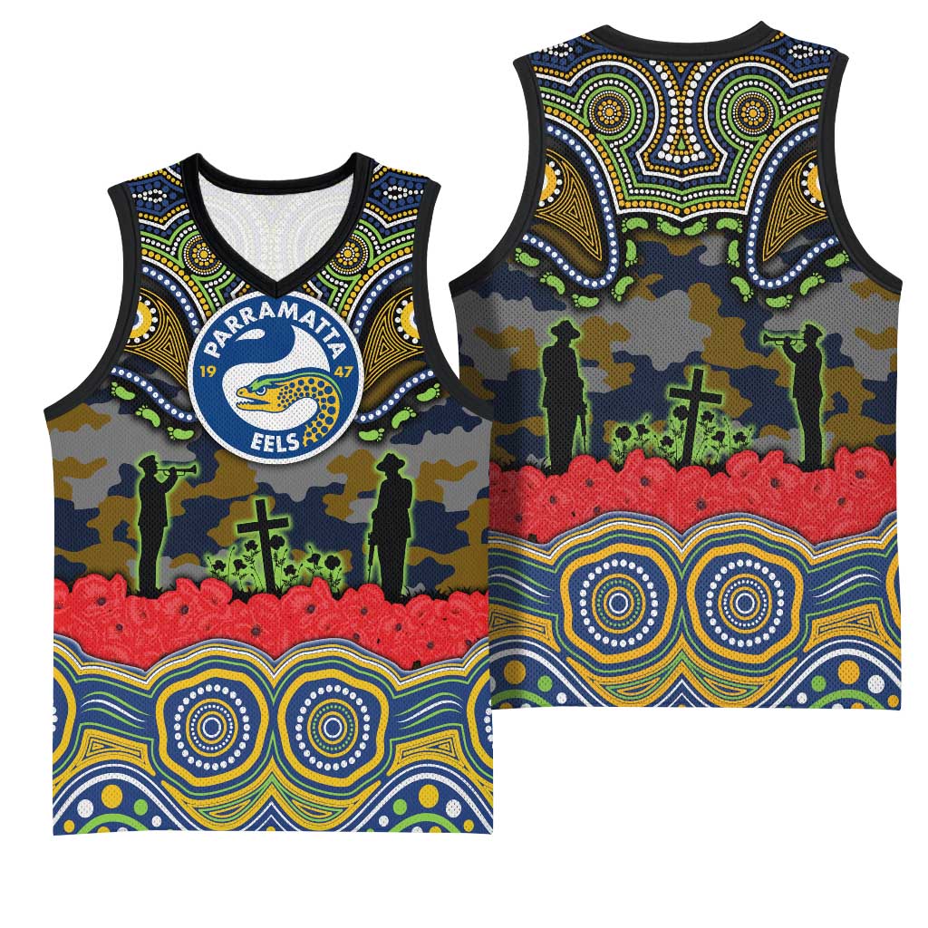 ANZAC Day Parramatta Eels Basketball Jersey Military Memorial Aboriginal Indigenous Art