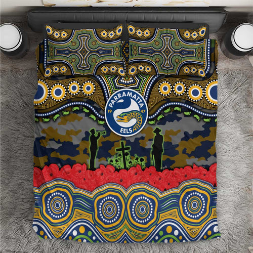 ANZAC Day Parramatta Eels Bedding Set Military Memorial Aboriginal Indigenous Art