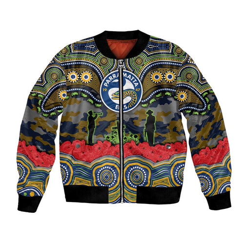 ANZAC Day Parramatta Eels Bomber Jacket Military Memorial Aboriginal Indigenous Art