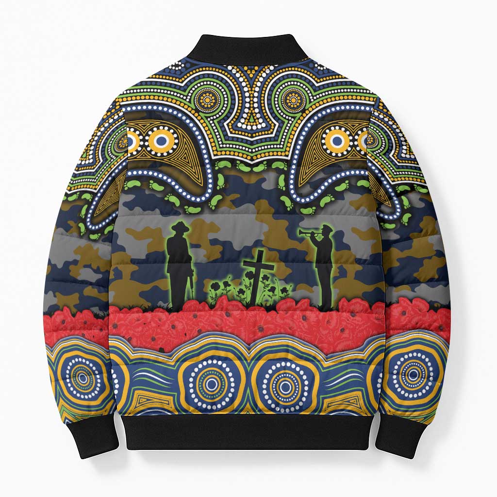 ANZAC Day Parramatta Eels Bomber Puffer Jacket Military Memorial Aboriginal Indigenous Art