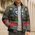 ANZAC Day Parramatta Eels Bomber Puffer Jacket Military Memorial Aboriginal Indigenous Art