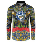 ANZAC Day Parramatta Eels Button Sweatshirt Military Memorial Aboriginal Indigenous Art