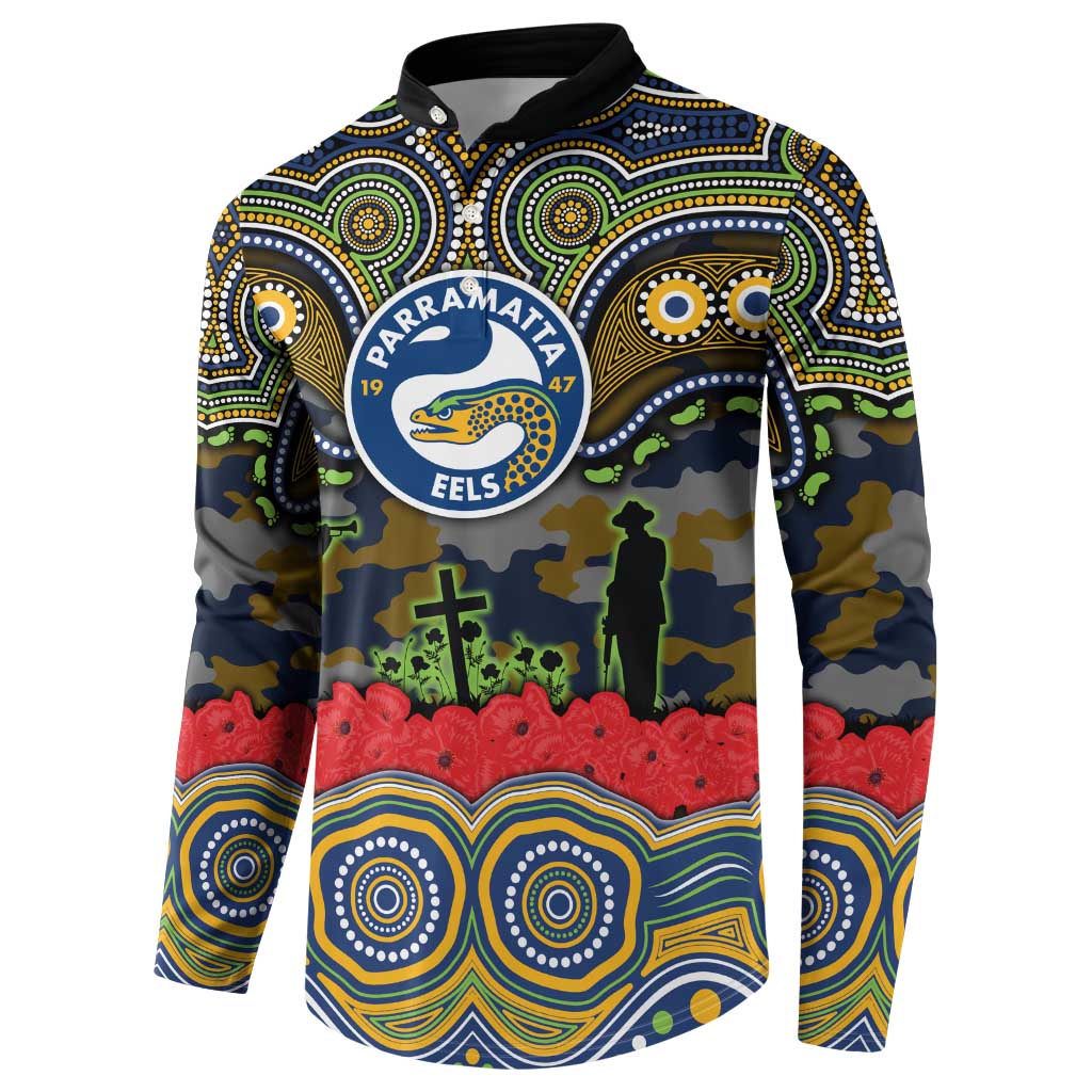 ANZAC Day Parramatta Eels Button Sweatshirt Military Memorial Aboriginal Indigenous Art