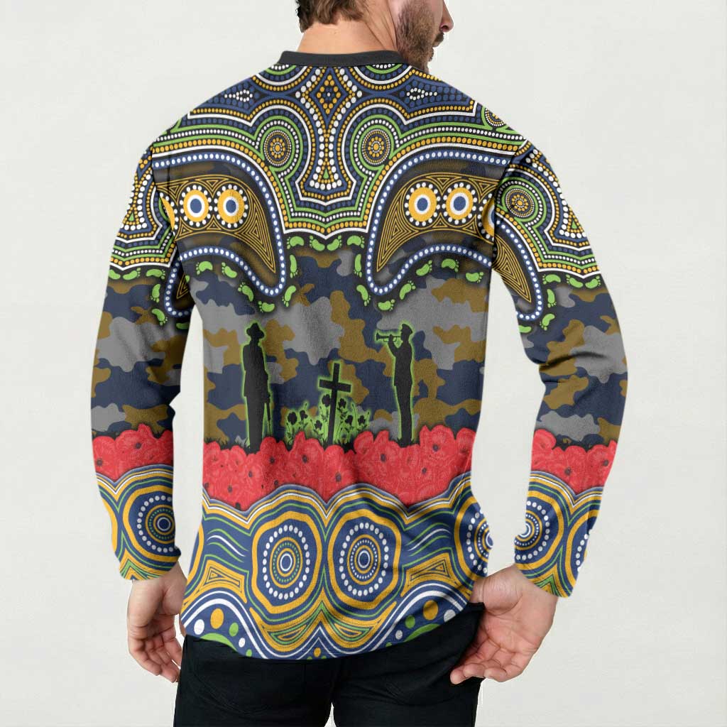 ANZAC Day Parramatta Eels Button Sweatshirt Military Memorial Aboriginal Indigenous Art