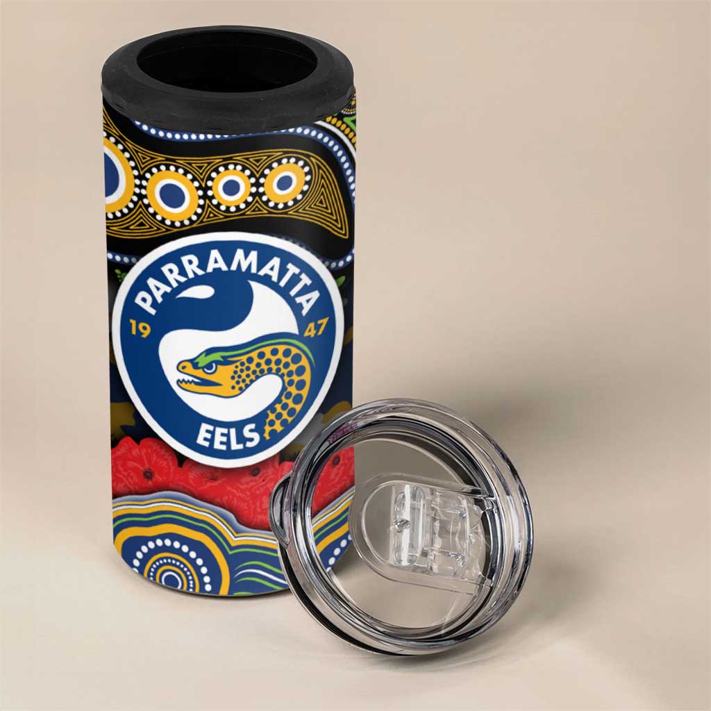 ANZAC Day Parramatta Eels 4 in 1 Can Cooler Tumbler Military Memorial Aboriginal Indigenous Art