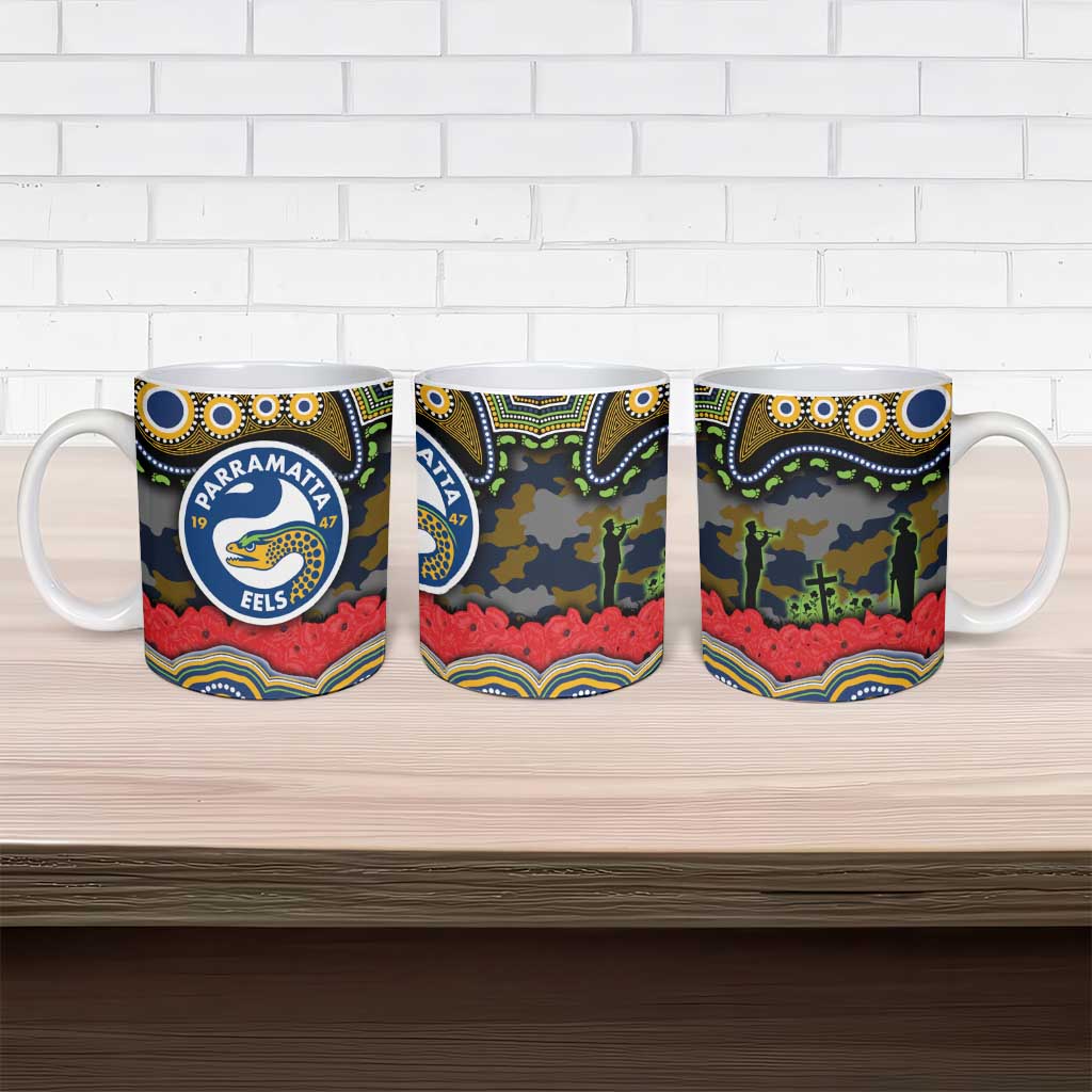ANZAC Day Parramatta Eels Ceramic Mug Military Memorial Aboriginal Indigenous Art