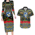 ANZAC Day Parramatta Eels Couples Matching Long Sleeve Bodycon Dress and Hawaiian Shirt Military Memorial Aboriginal Indigenous Art