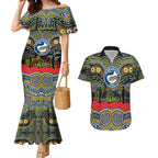 ANZAC Day Parramatta Eels Couples Matching Mermaid Dress and Hawaiian Shirt Military Memorial Aboriginal Indigenous Art