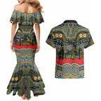 ANZAC Day Parramatta Eels Couples Matching Mermaid Dress and Hawaiian Shirt Military Memorial Aboriginal Indigenous Art