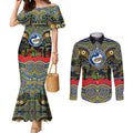 ANZAC Day Parramatta Eels Couples Matching Mermaid Dress and Long Sleeve Button Shirt Military Memorial Aboriginal Indigenous Art