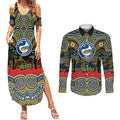 ANZAC Day Parramatta Eels Couples Matching Summer Maxi Dress and Long Sleeve Button Shirt Military Memorial Aboriginal Indigenous Art