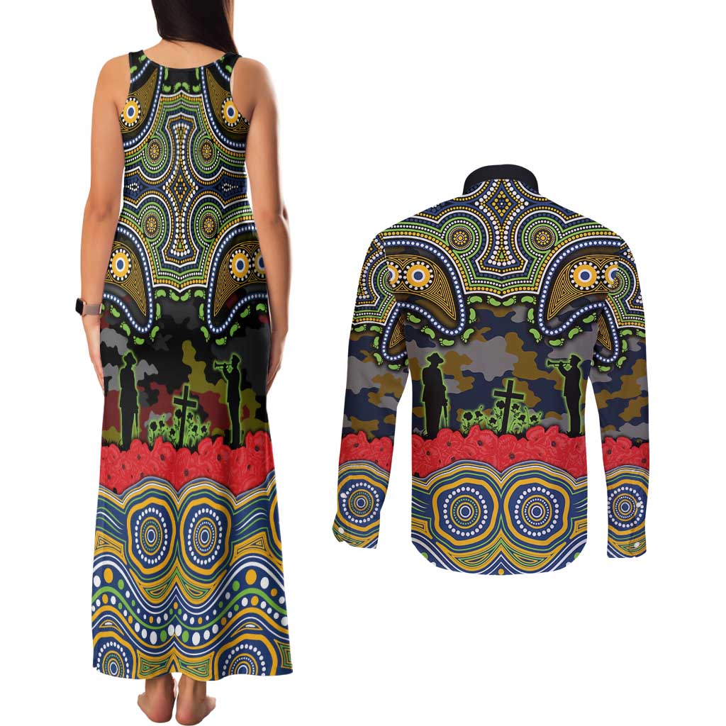 ANZAC Day Parramatta Eels Couples Matching Tank Maxi Dress and Long Sleeve Button Shirt Military Memorial Aboriginal Indigenous Art