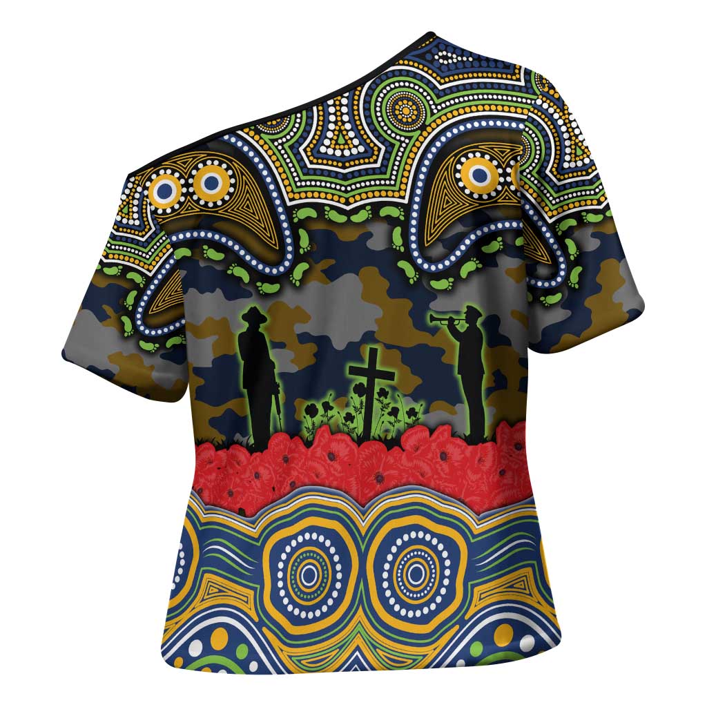 ANZAC Day Parramatta Eels Cross Shoulder Shirt Military Memorial Aboriginal Indigenous Art