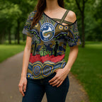 ANZAC Day Parramatta Eels Cross Shoulder Shirt Military Memorial Aboriginal Indigenous Art