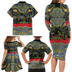 ANZAC Day Parramatta Eels Family Matching Long Sleeve Bodycon Dress and Hawaiian Shirt Military Memorial Aboriginal Indigenous Art