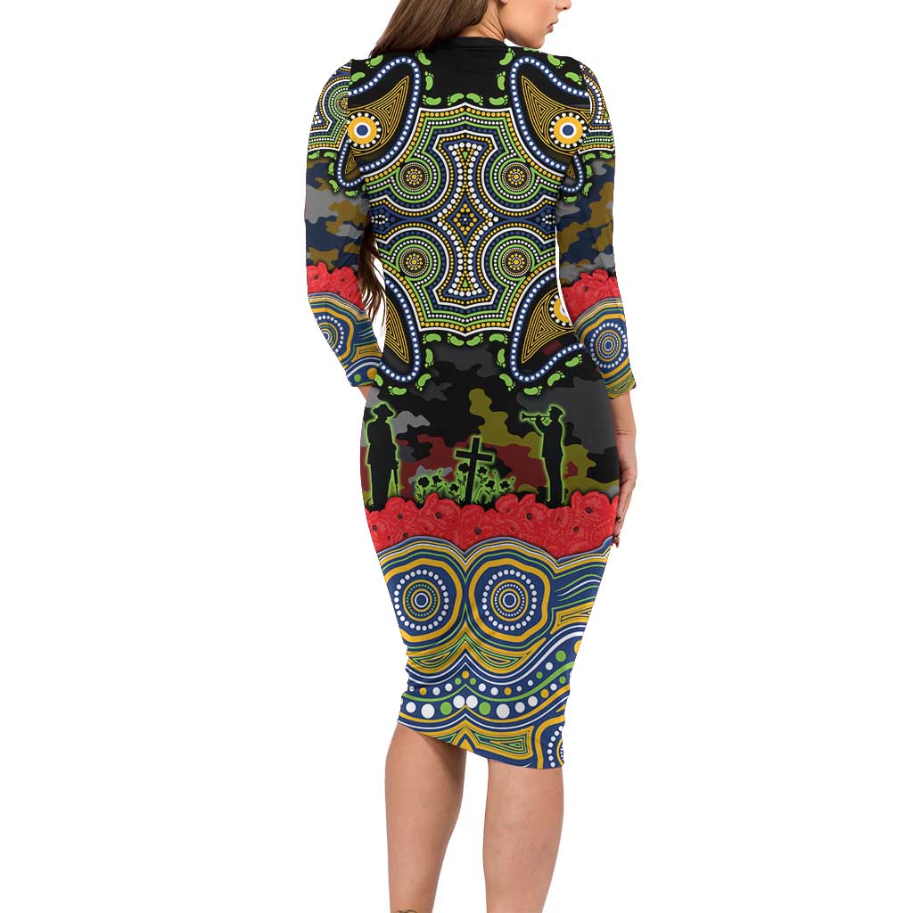 ANZAC Day Parramatta Eels Family Matching Long Sleeve Bodycon Dress and Hawaiian Shirt Military Memorial Aboriginal Indigenous Art