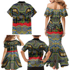 ANZAC Day Parramatta Eels Family Matching Mermaid Dress and Hawaiian Shirt Military Memorial Aboriginal Indigenous Art