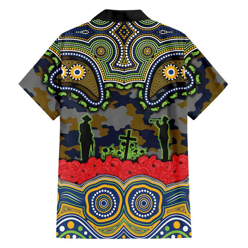 ANZAC Day Parramatta Eels Family Matching Off The Shoulder Long Sleeve Dress and Hawaiian Shirt Military Memorial Aboriginal Indigenous Art