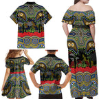 ANZAC Day Parramatta Eels Family Matching Off Shoulder Maxi Dress and Hawaiian Shirt Military Memorial Aboriginal Indigenous Art