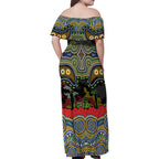 ANZAC Day Parramatta Eels Family Matching Off Shoulder Maxi Dress and Hawaiian Shirt Military Memorial Aboriginal Indigenous Art