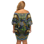 ANZAC Day Parramatta Eels Family Matching Off Shoulder Short Dress and Hawaiian Shirt Military Memorial Aboriginal Indigenous Art