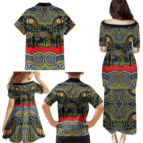 ANZAC Day Parramatta Eels Family Matching Puletasi and Hawaiian Shirt Military Memorial Aboriginal Indigenous Art