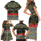 ANZAC Day Parramatta Eels Family Matching Short Sleeve Bodycon Dress and Hawaiian Shirt Military Memorial Aboriginal Indigenous Art