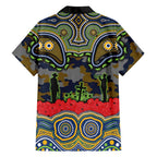 ANZAC Day Parramatta Eels Family Matching Short Sleeve Bodycon Dress and Hawaiian Shirt Military Memorial Aboriginal Indigenous Art