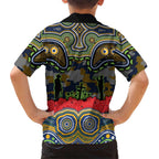 ANZAC Day Parramatta Eels Family Matching Summer Maxi Dress and Hawaiian Shirt Military Memorial Aboriginal Indigenous Art